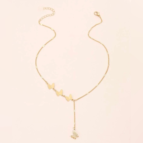 ❀ Elegant Gold Butterly Charm Y-Lariat Drop Necklace - Picture 2 of 5
